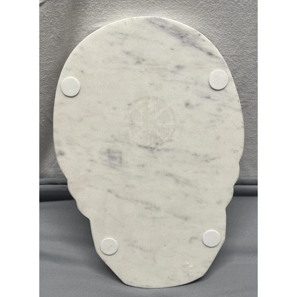 Marble Cheese Board Charcuterie Serving Tray White Skull Halloween Witch Goth